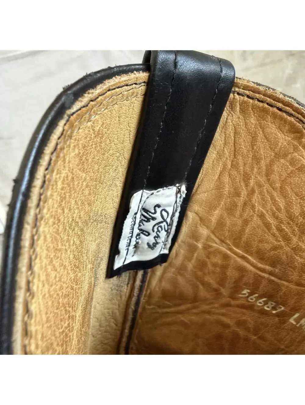 Larry Mahan Cowboy Black Ostrich Leather Square Toe with Brown Shaft Men Size 7